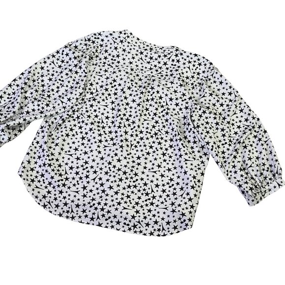 Karl Lagerfeld Paris Womens Star Print Button-Down Blouse 3/4 Sleeves - Picture 9 of 11